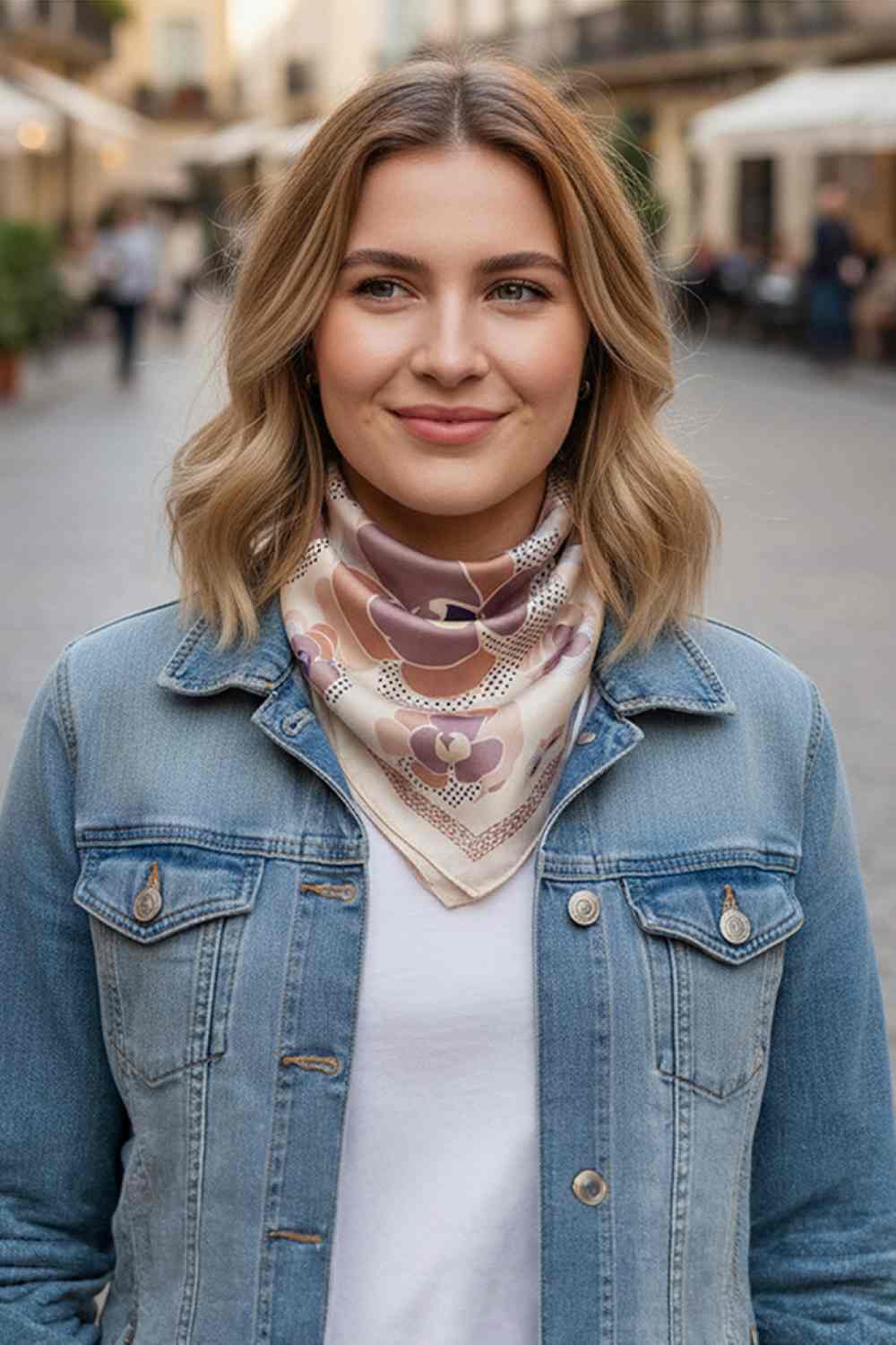 Elegant Big Flower Pattern Print Bandana Scarf