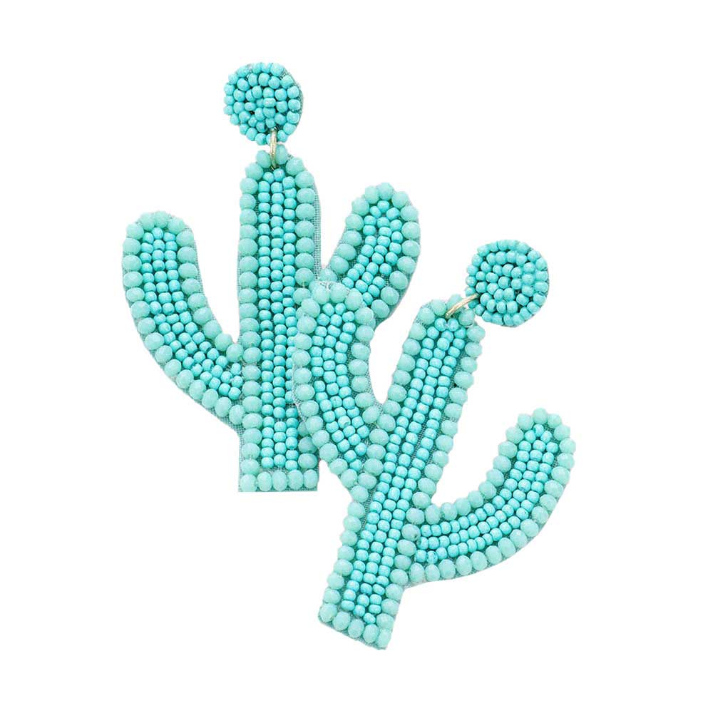 Seed Bead Cactus Earrings