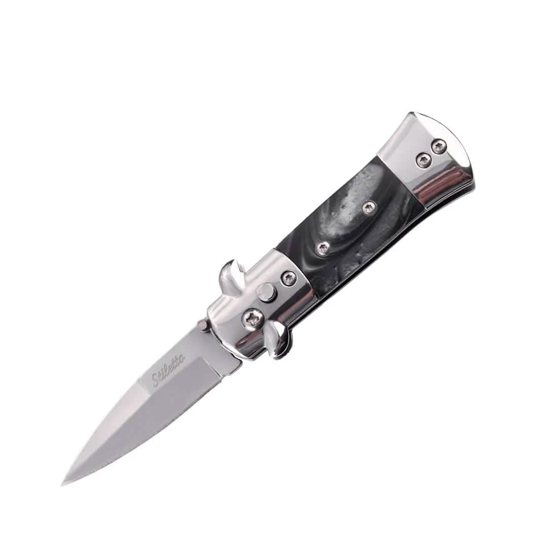 Paquete de 2: Navaja automática Stiletto asistida por resorte de 3.25"