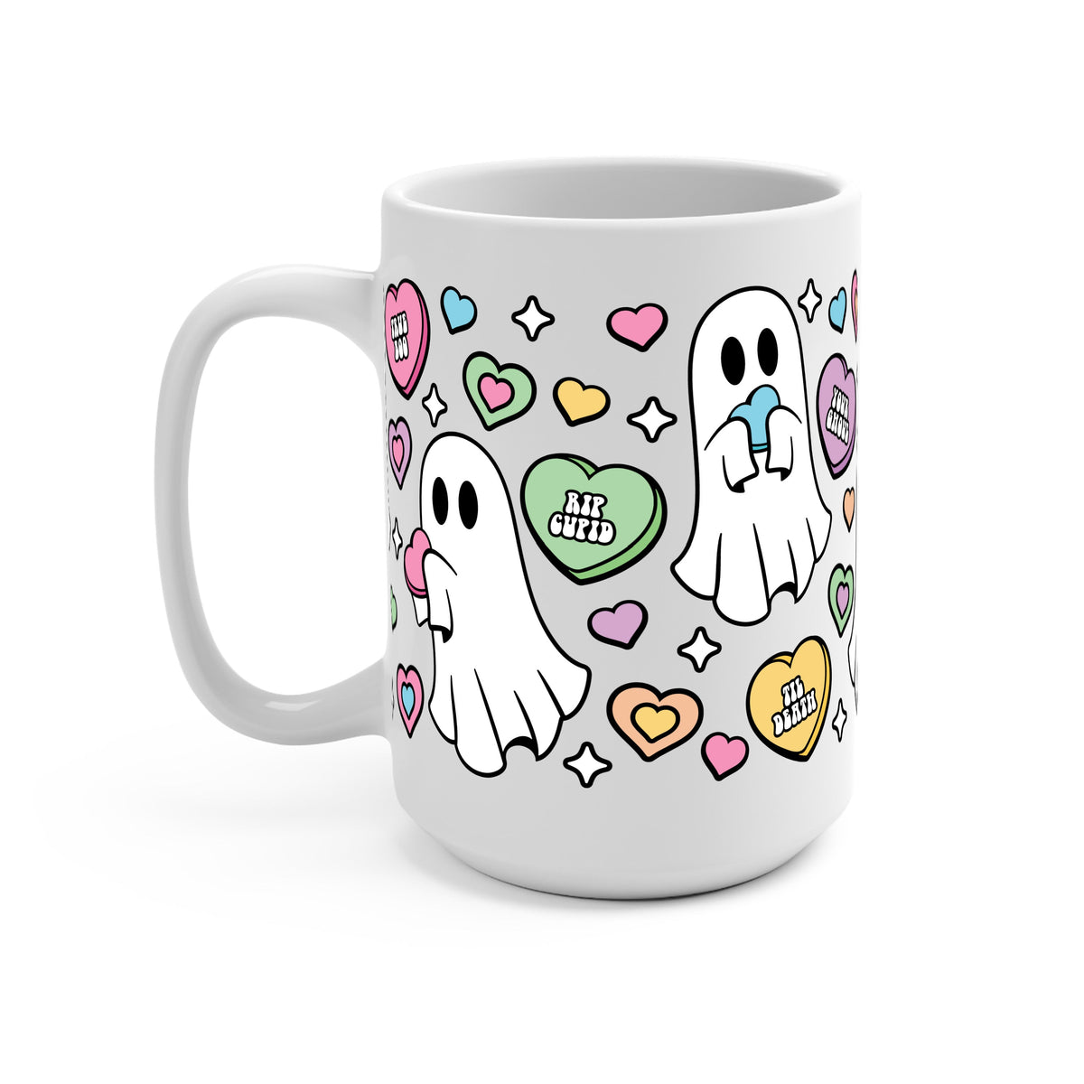 Valentine's Day Candy Hearts Ghostie Glass Cups