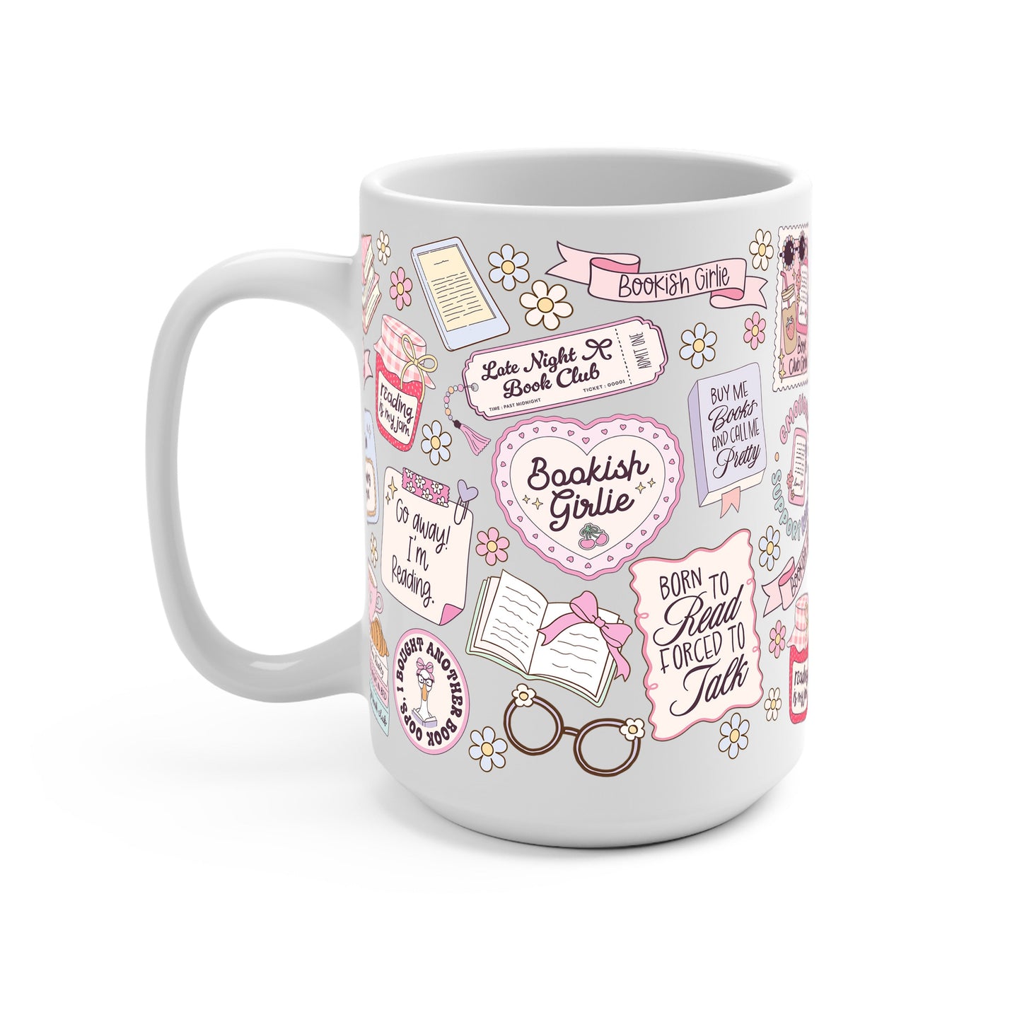 Bookish Girly Glass Cups