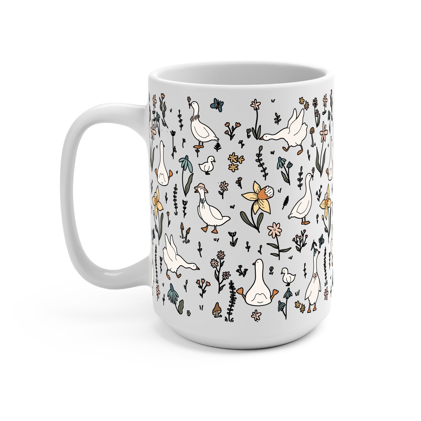 Vasos de cristal gansos del jardín de primavera