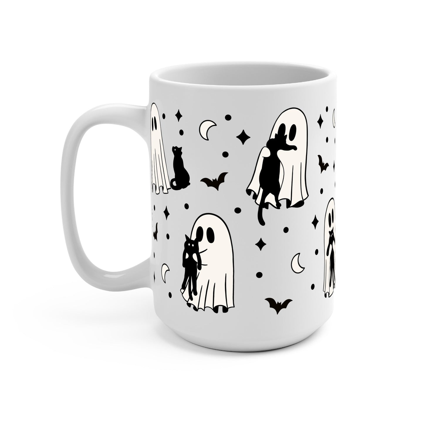 Ghost Holding Cats Glass Cups