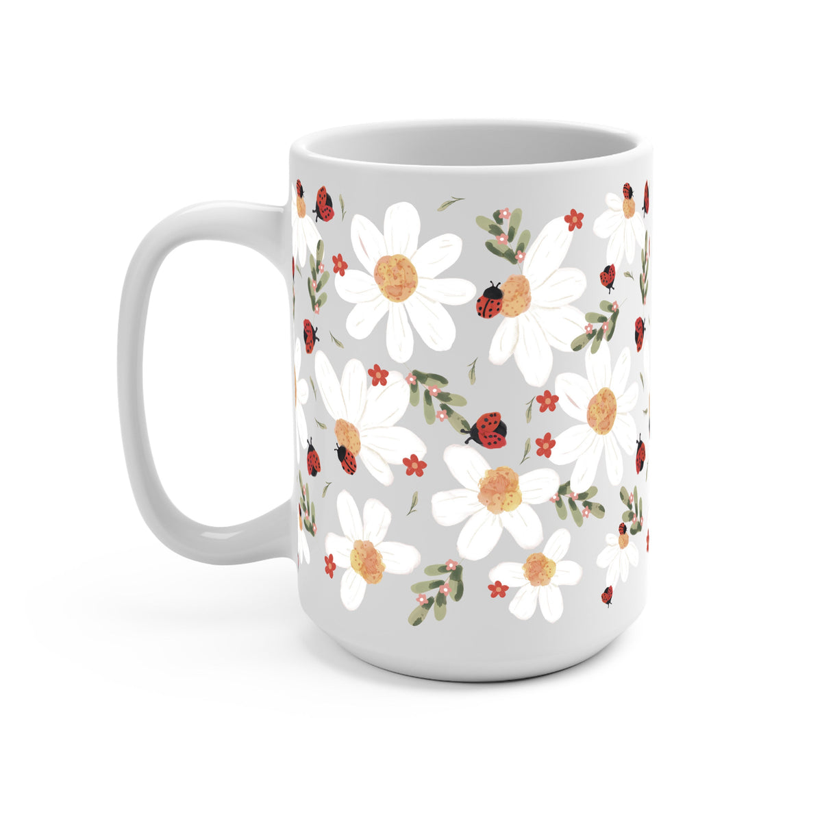 Daisy Ladybug Floral Glass Cups