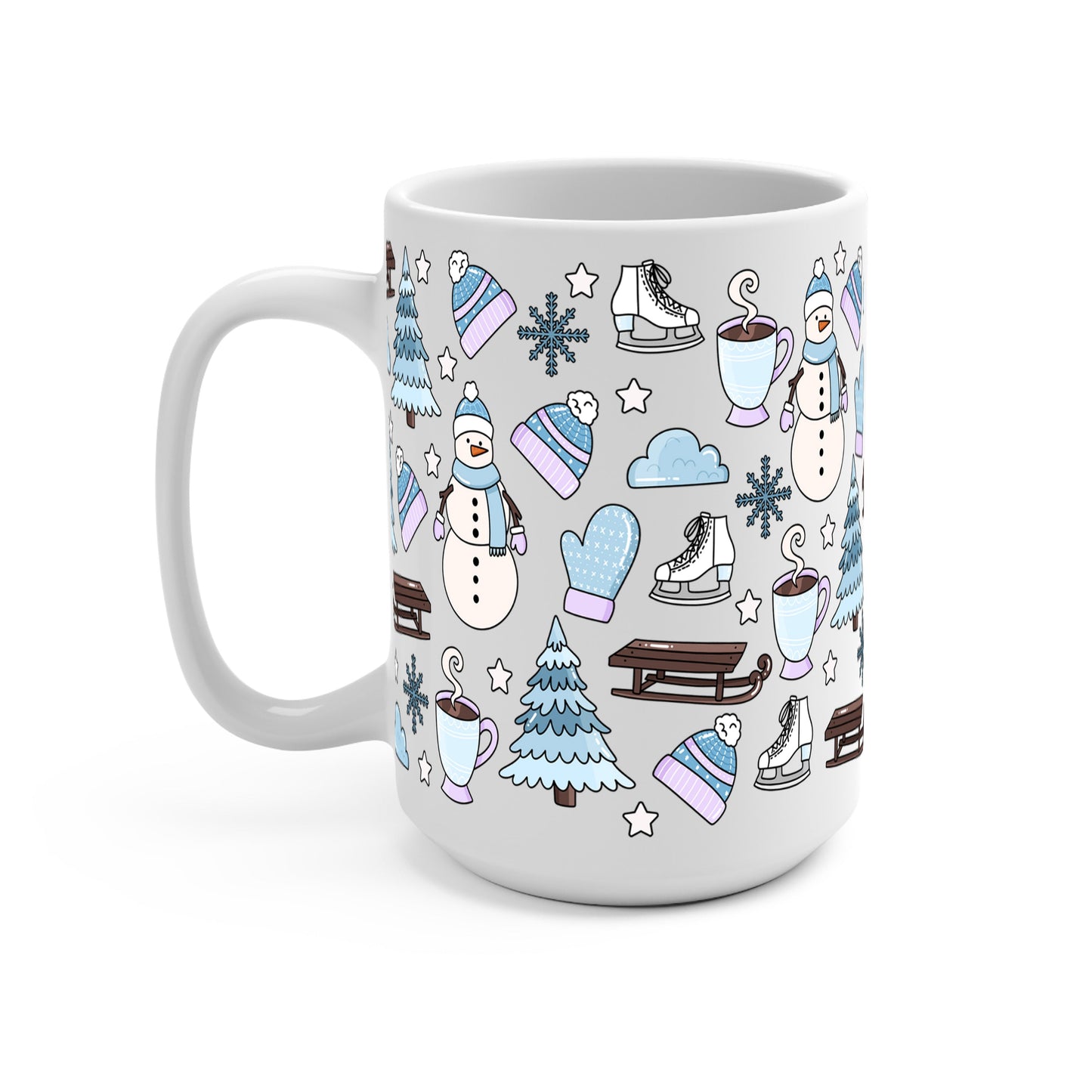 Blue Winter Glass Cups