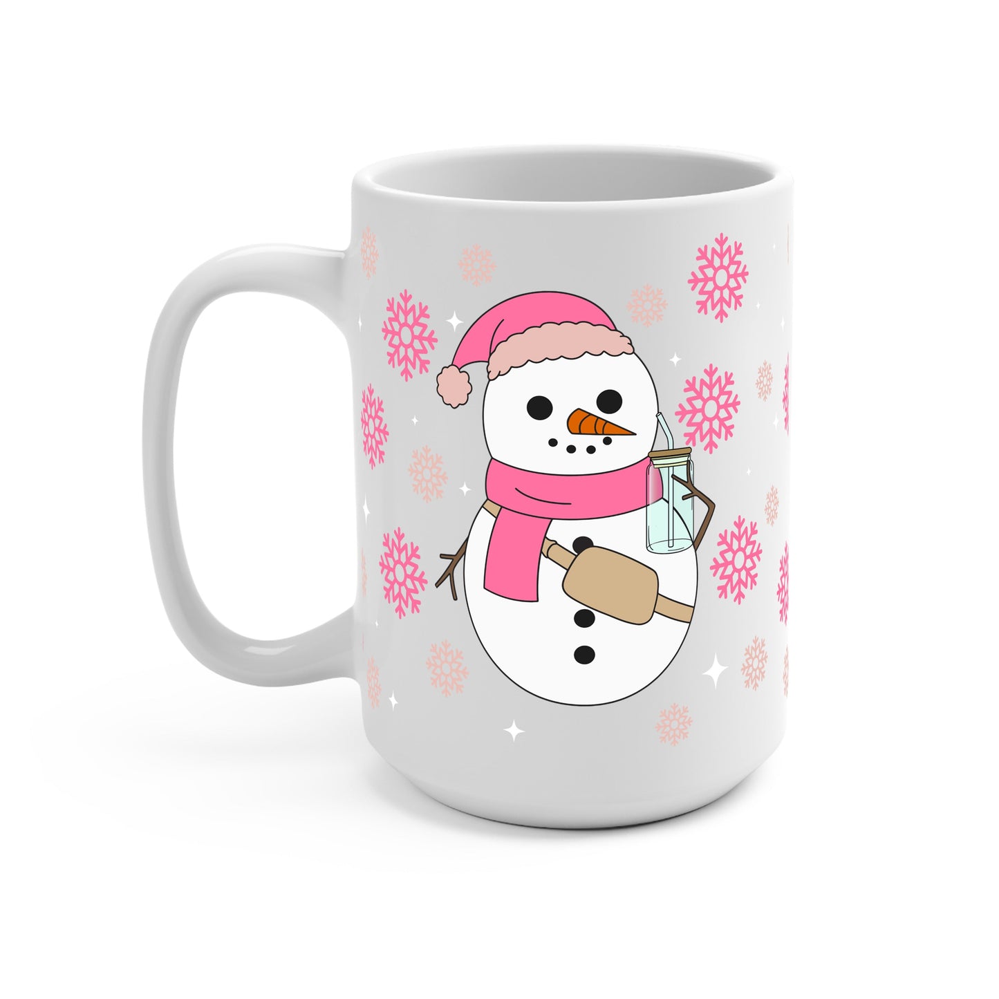 Boujee Pink Snowman Glass Cups