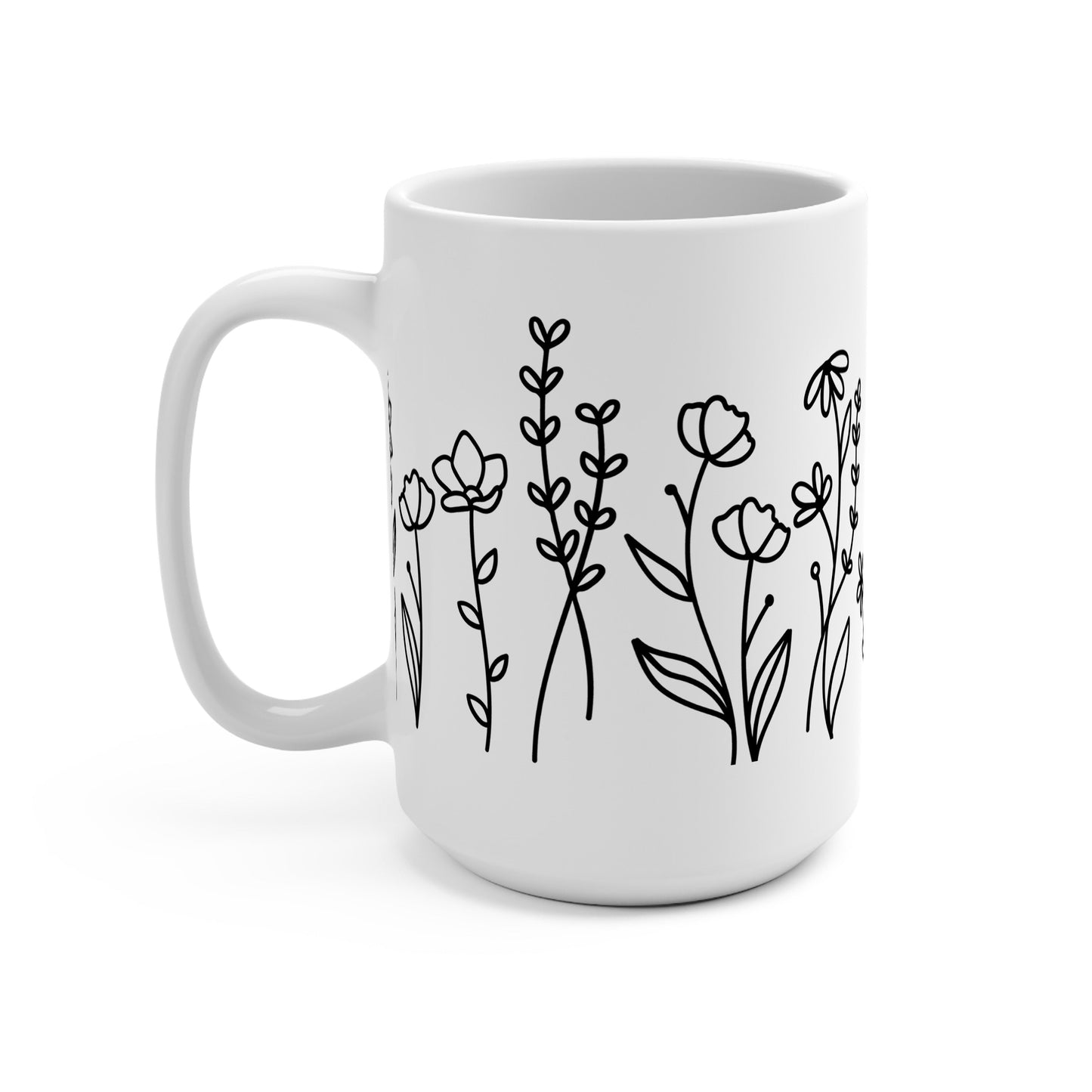 Black Wildflower Glass Cups