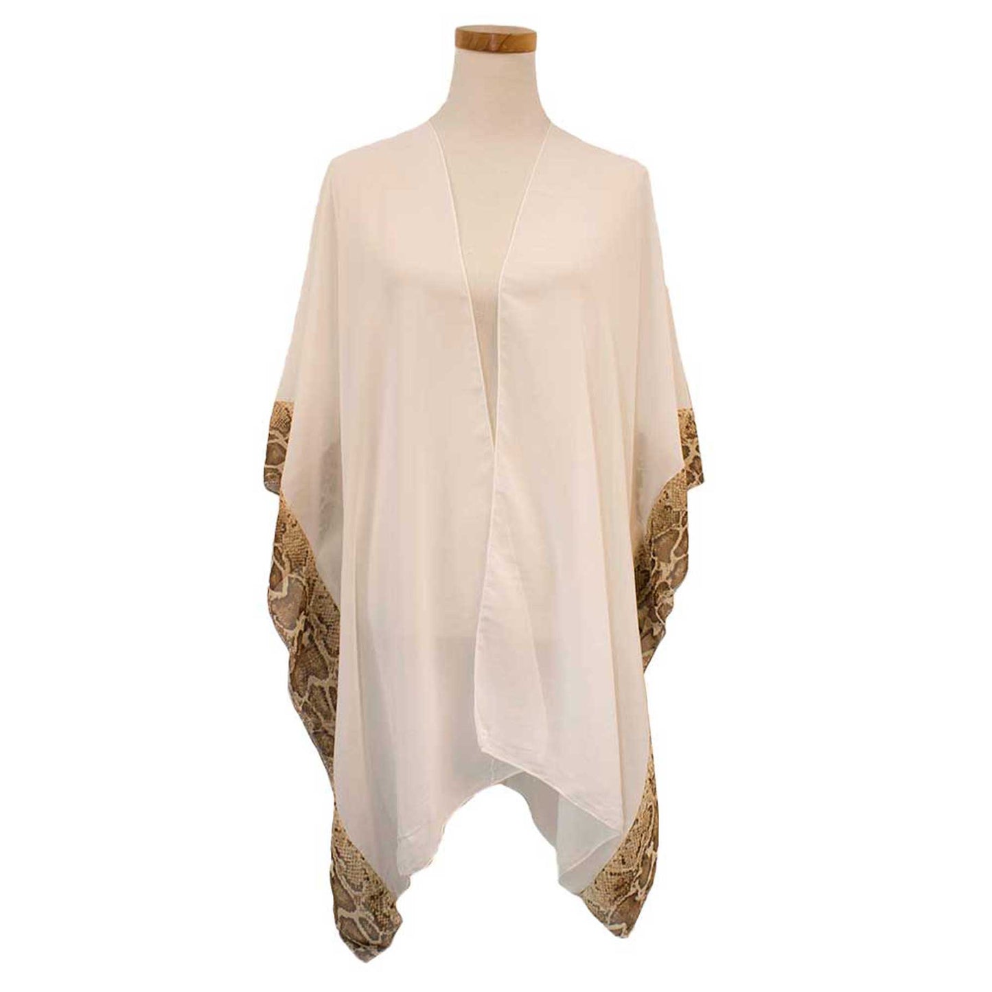 Animal Border Chiffon Kimono Poncho