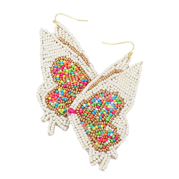 Butterfly Wing Seed Beads Dangle Earrings