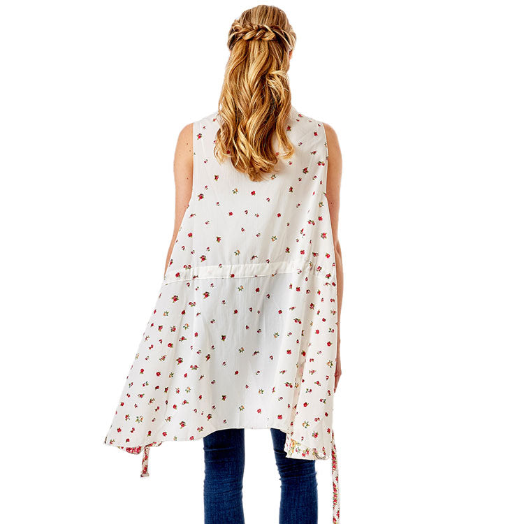 Flower Pattern Print Cover Up Vest