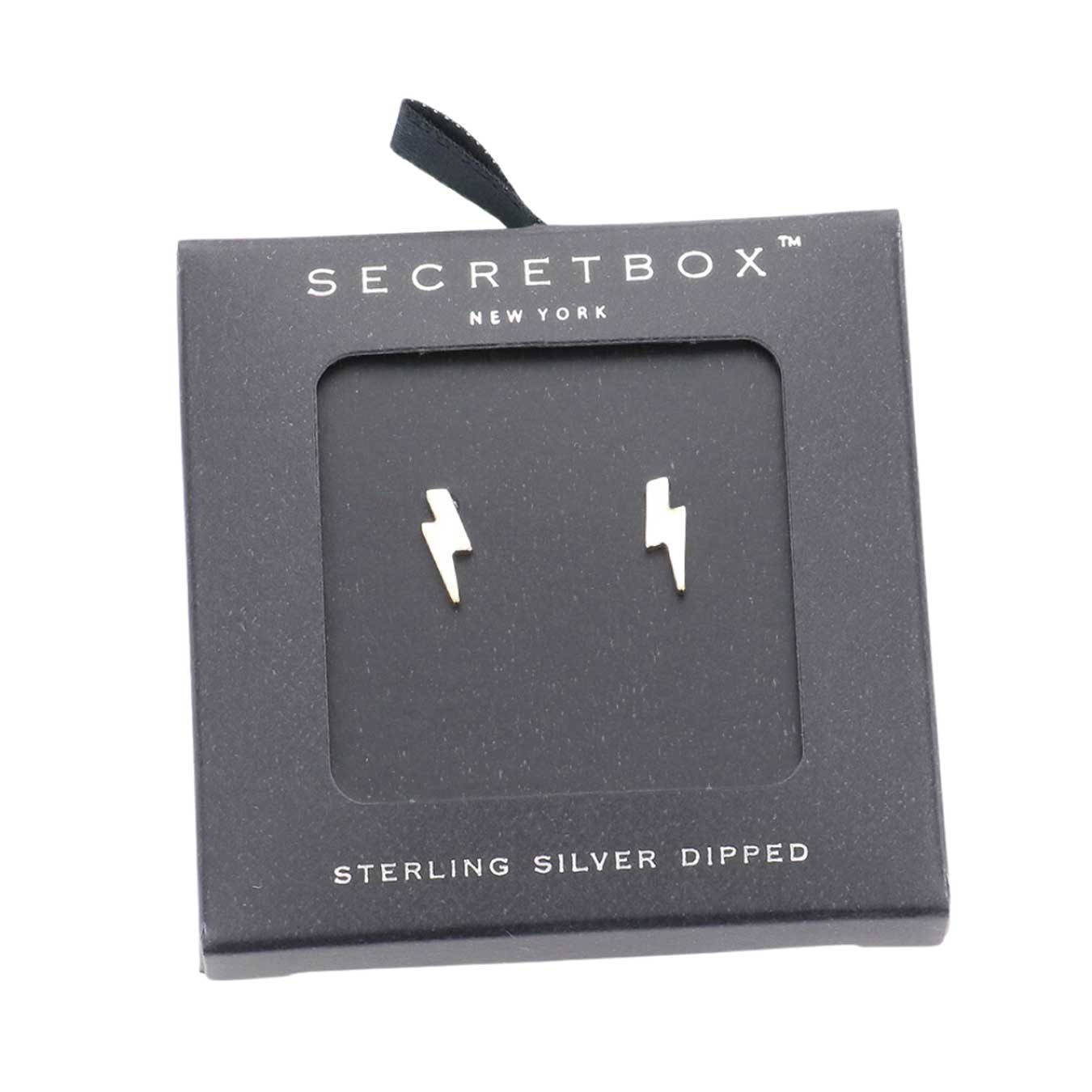 Secret Box Sterling Silver Dipped Lightning Bolt Earrings