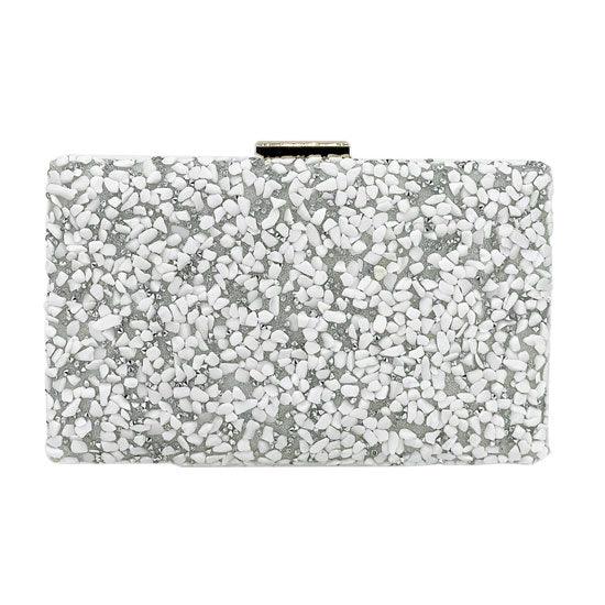 Mother of Pearl Cluster Clutch Crossbody Bag