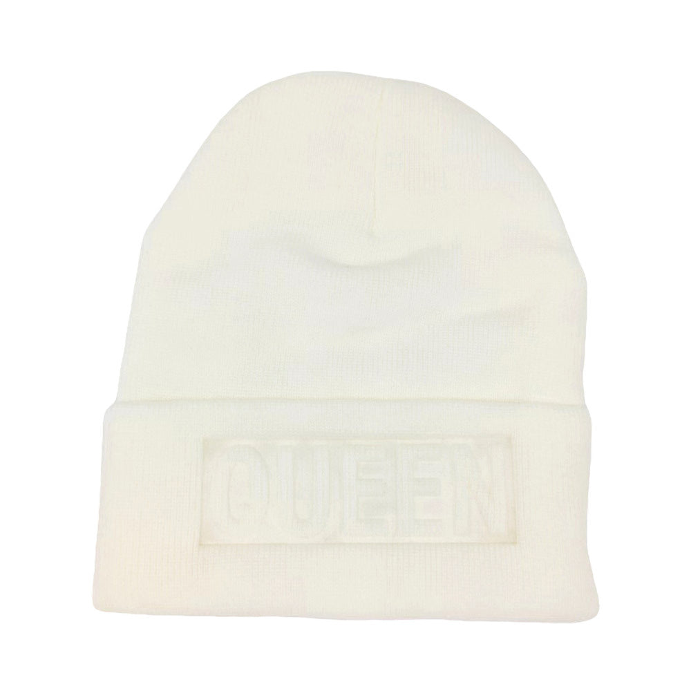 Queen Message Solid Knit Beanie Hat