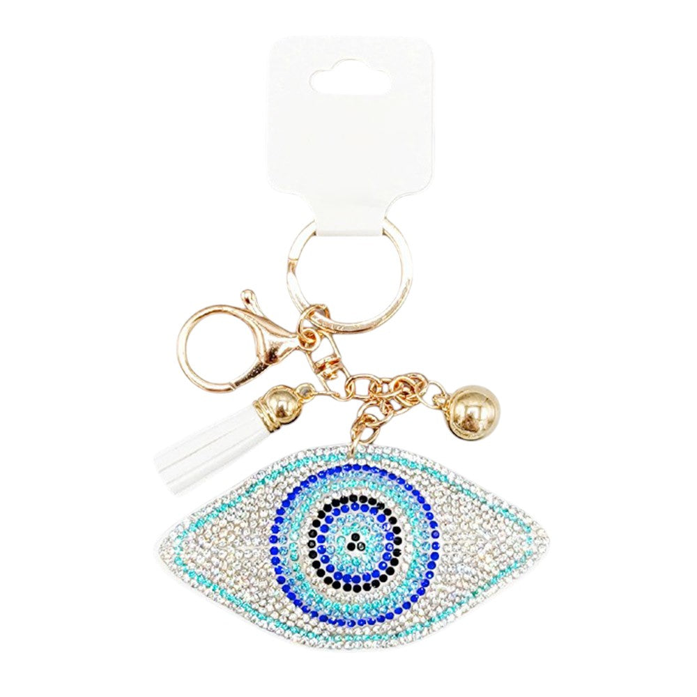 Bling Evil Eye Tassel Bag Charm