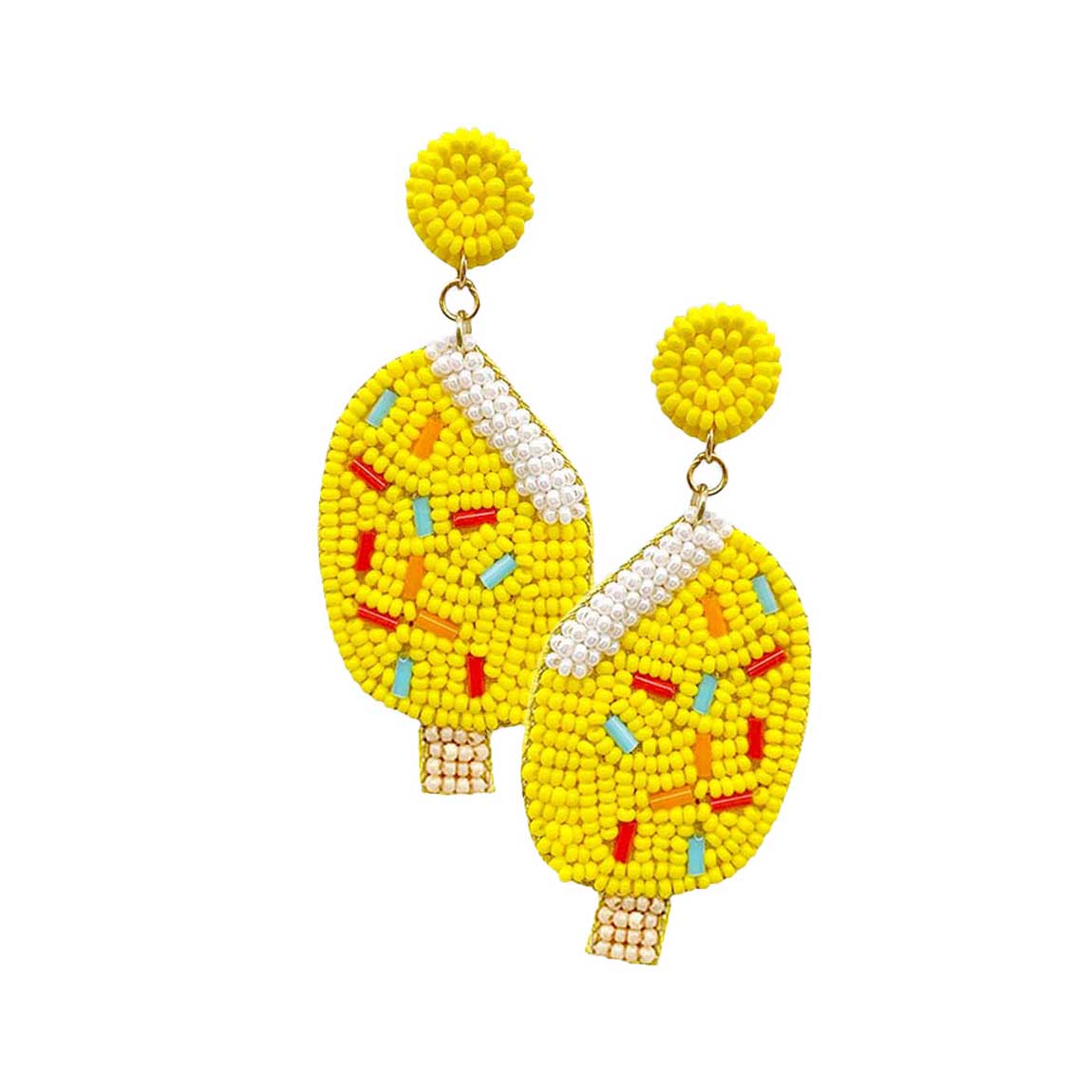Felt Back Seed Beaded Popsicle Dangle Earrings