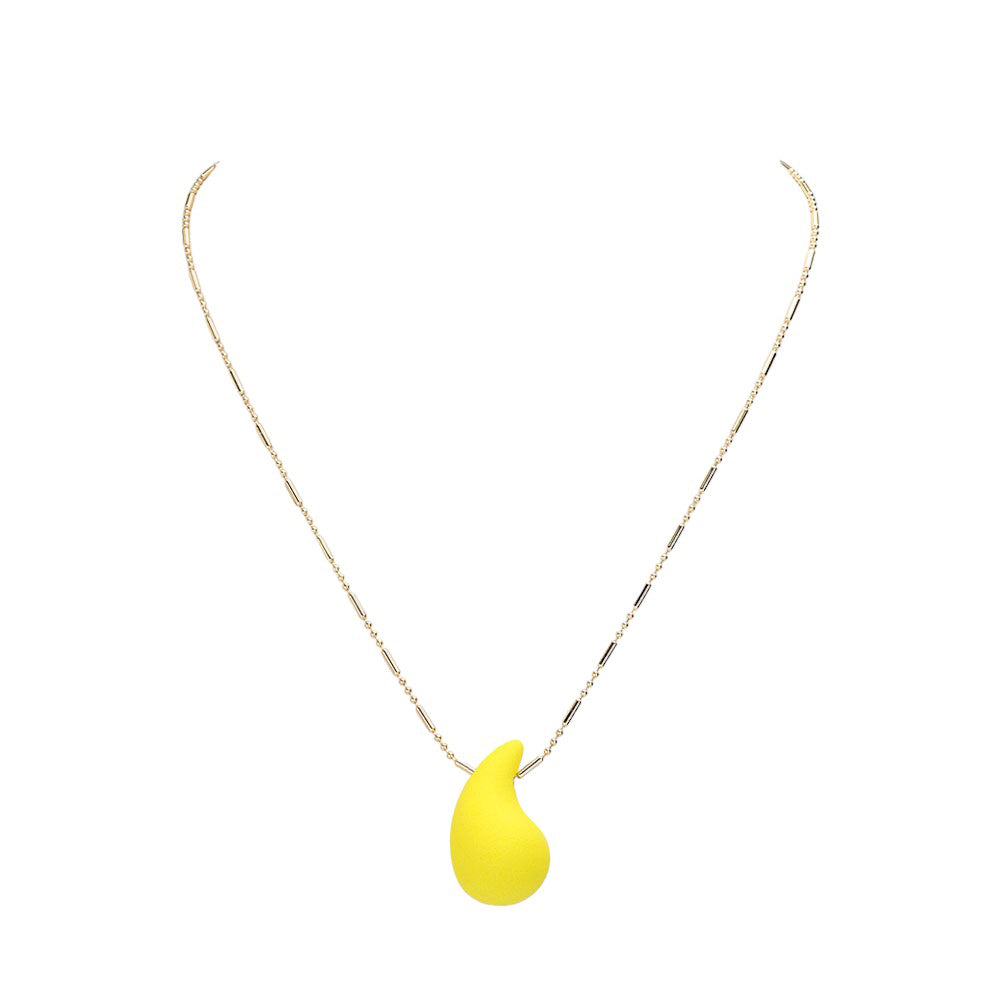 Matte Colored Teardrop Pendant Necklace
