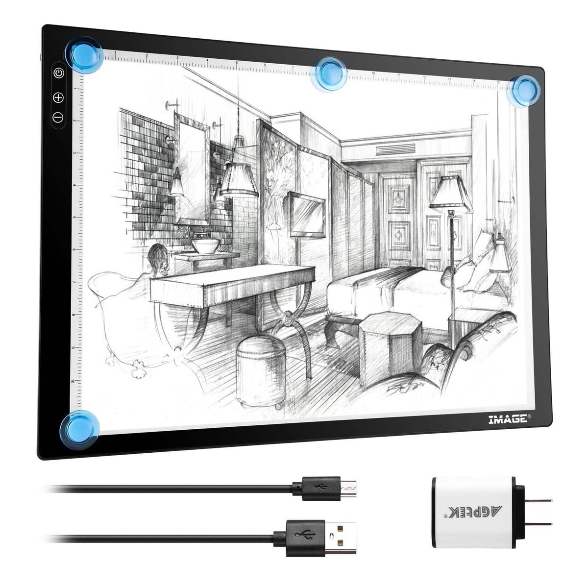 A3 Tableta de luz A3 LED para calcar Almohadilla de dibujo ultrafina Brillo ajustable