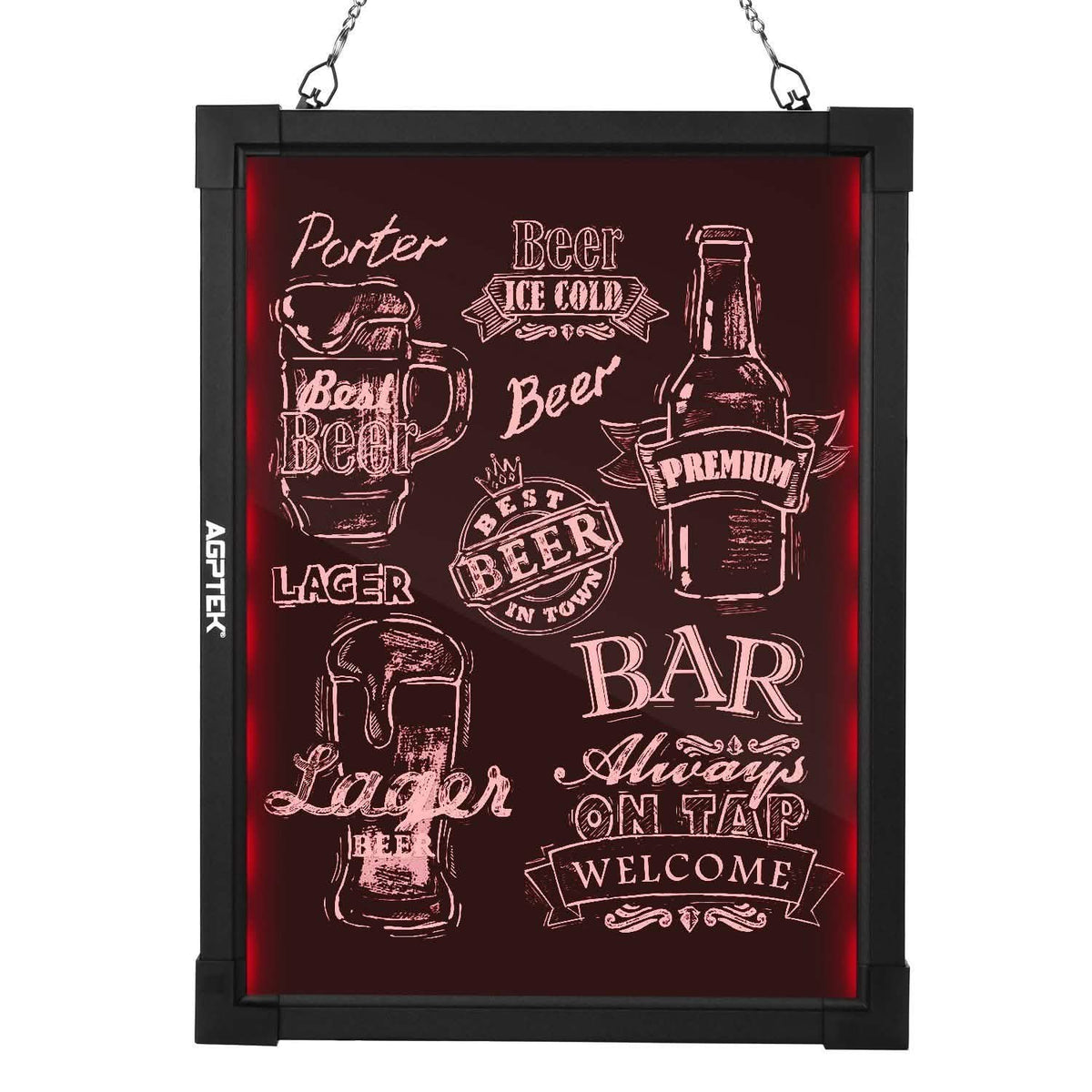 Pizarra LED Borrable Iluminada con Mando a Distancia AGPtek de 24"×16"