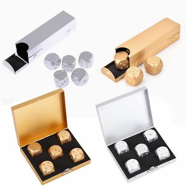 Juego de dados de póker de aleación de aluminio con caja de almacenamiento