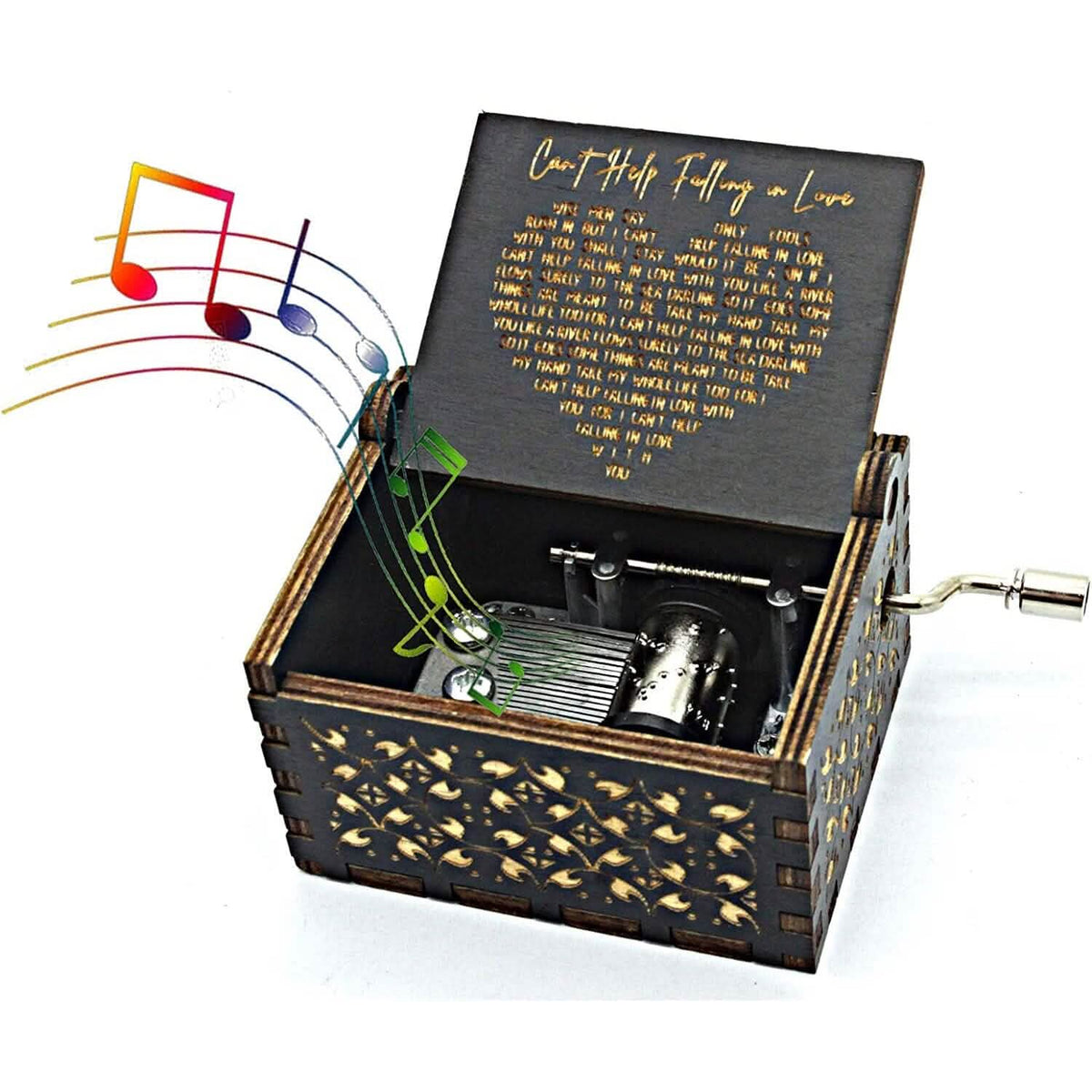 Antique Engraved Musical Box Can't Help Falling in Love