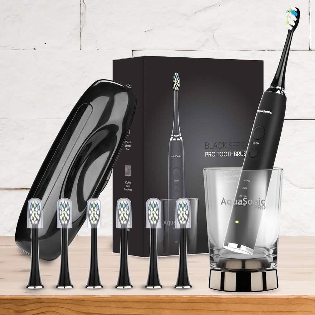 Cepillo de dientes eléctrico recargable AquaSonic Black Series Pro Ultra Whitening 40.000 VPM