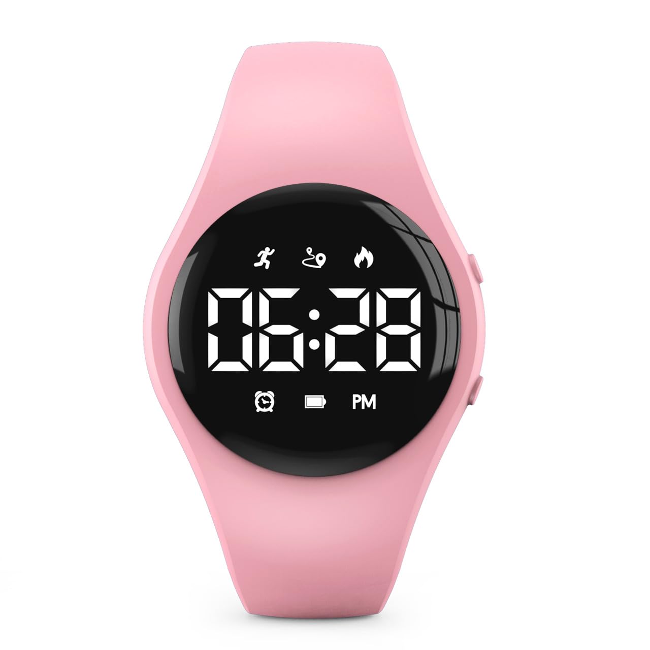 Reloj de pulsera con podómetro digital LED para niños, contador de pasos, resistente al agua, alarma vibratoria, cronómetro, gran regalo para niños, niñas y adolescentes (rosa)