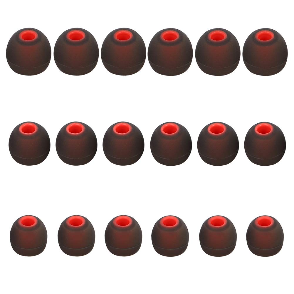 DMZHY Piezas de repuesto para auriculares, puntas de silicona para auriculares, puntas de repuesto para auriculares, cubierta de silicona para auriculares internos (orificio interior de 3,8 mm a 5,1 mm), 9 pares SML Rojo/Negro