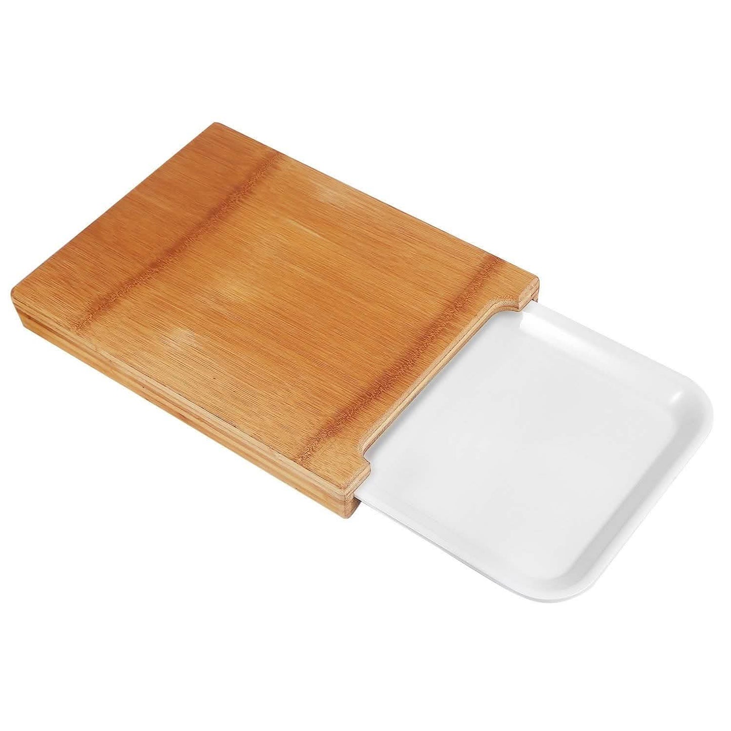 Tabla de cortar de bambú con bandeja deslizante