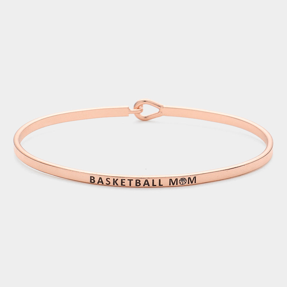"Basketball Mom" Thin Brass Metal Hook Bracelet