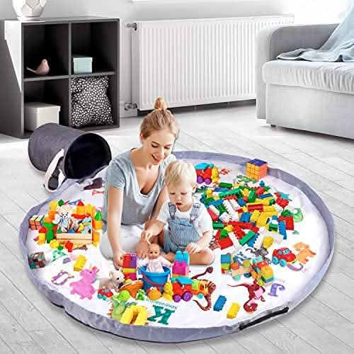 Organizadores y cestas de almacenamiento de juguetes BebiQ con alfombra de juegos grande para bebés