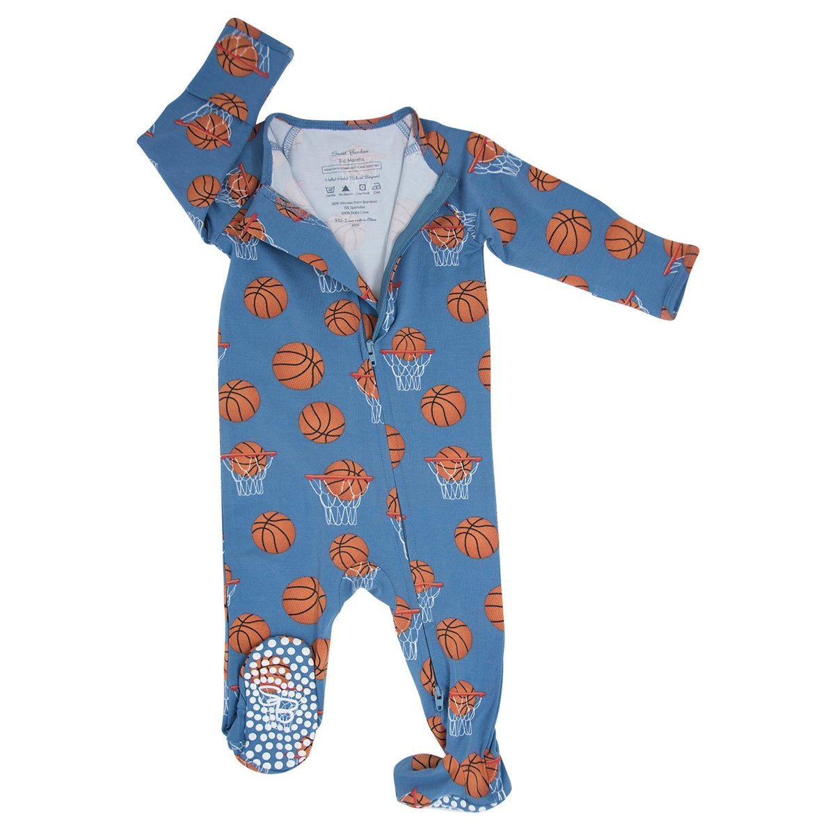 Mameluco con cremallera y diseño de baloncesto
