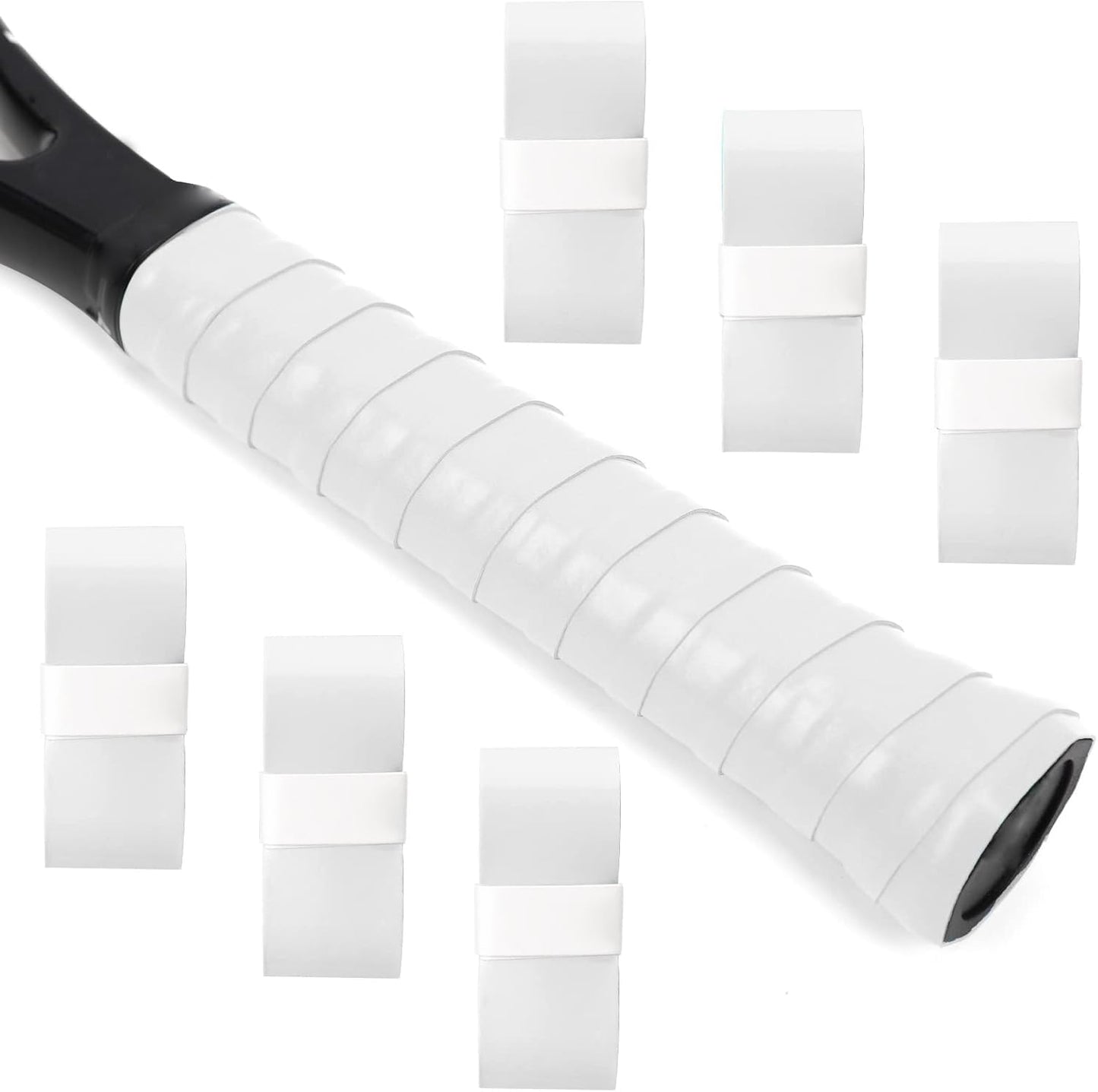 L LK SPORTS Cinta de agarre para raqueta de tenis, paquete de 6 unidades, precortada, antideslizante, absorbente, tacto seco, sobregrip para tenis y pickleball, color blanco
