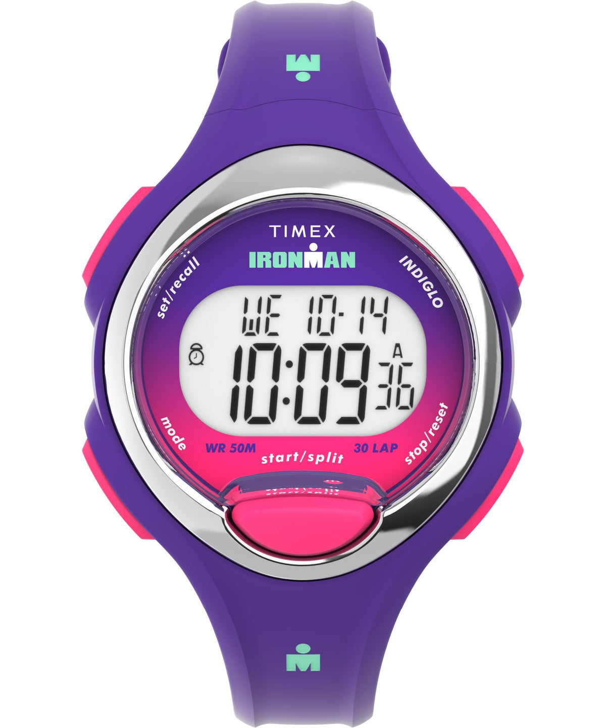 Reloj Timex para mujer Ironman Triathlon Essential 30 de 34 mm - Correa morada, esfera digital, caja morada