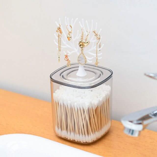 Caja de hisopos acrílica "Creative Lovely Home" con tapa