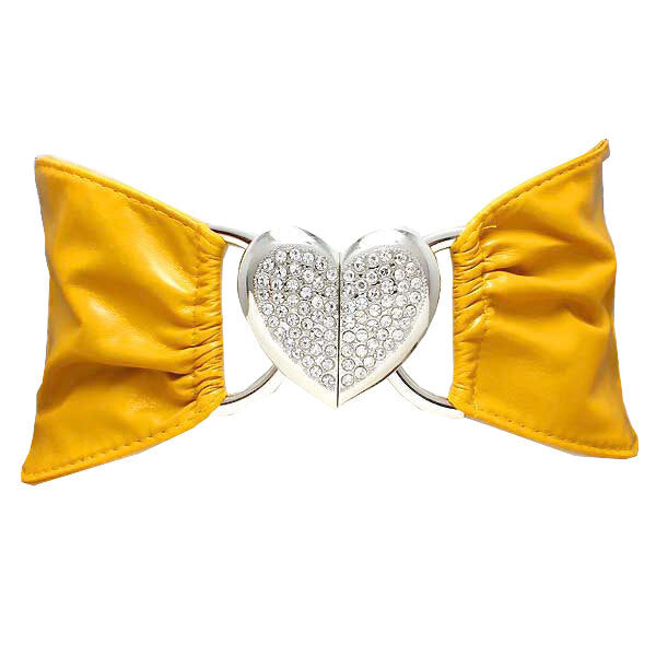 Crystal Rhinestone Heart Detail Stretch Elastic Belt