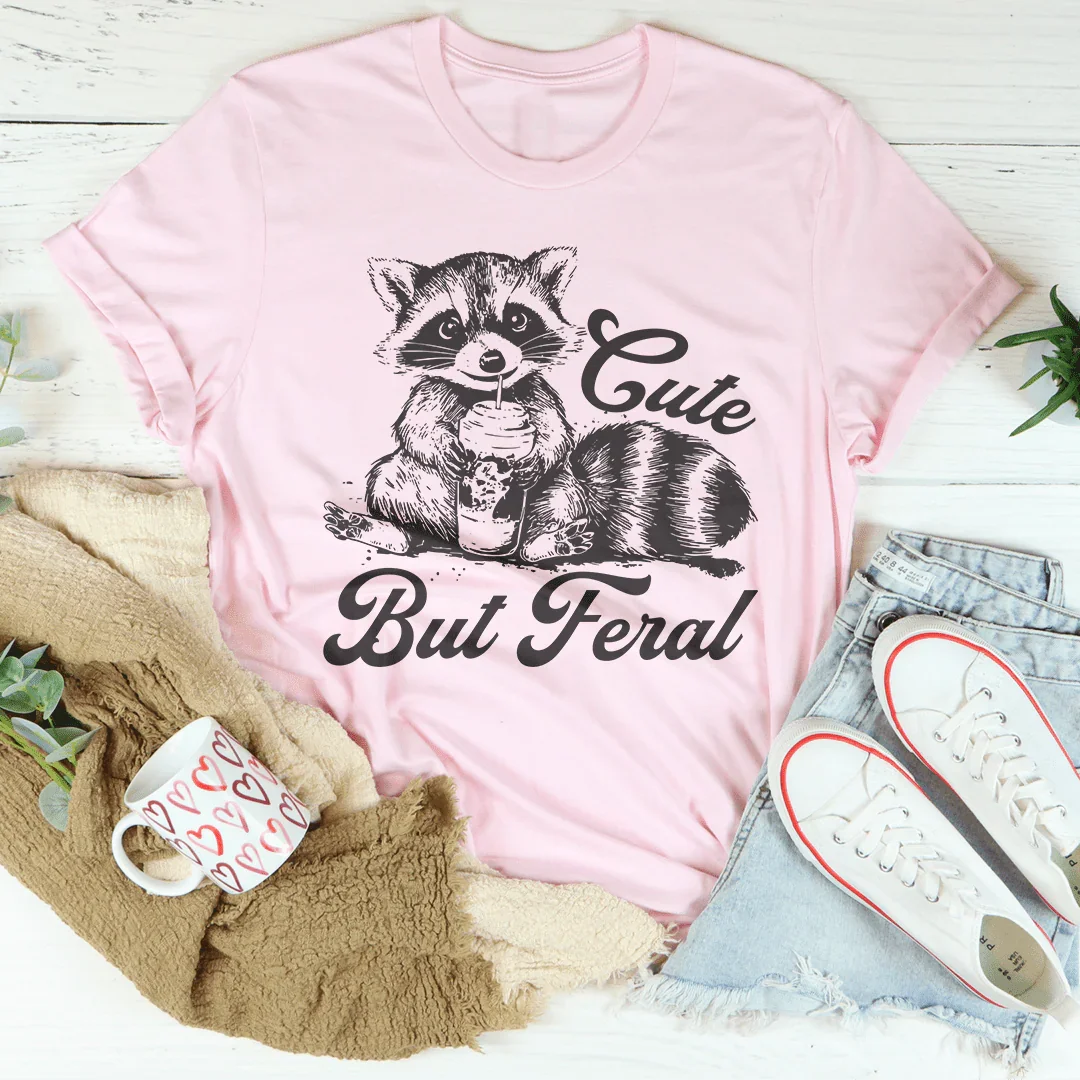 Cheeky Feral Quote Short-Sleeve Tee – "Cute But Feral"