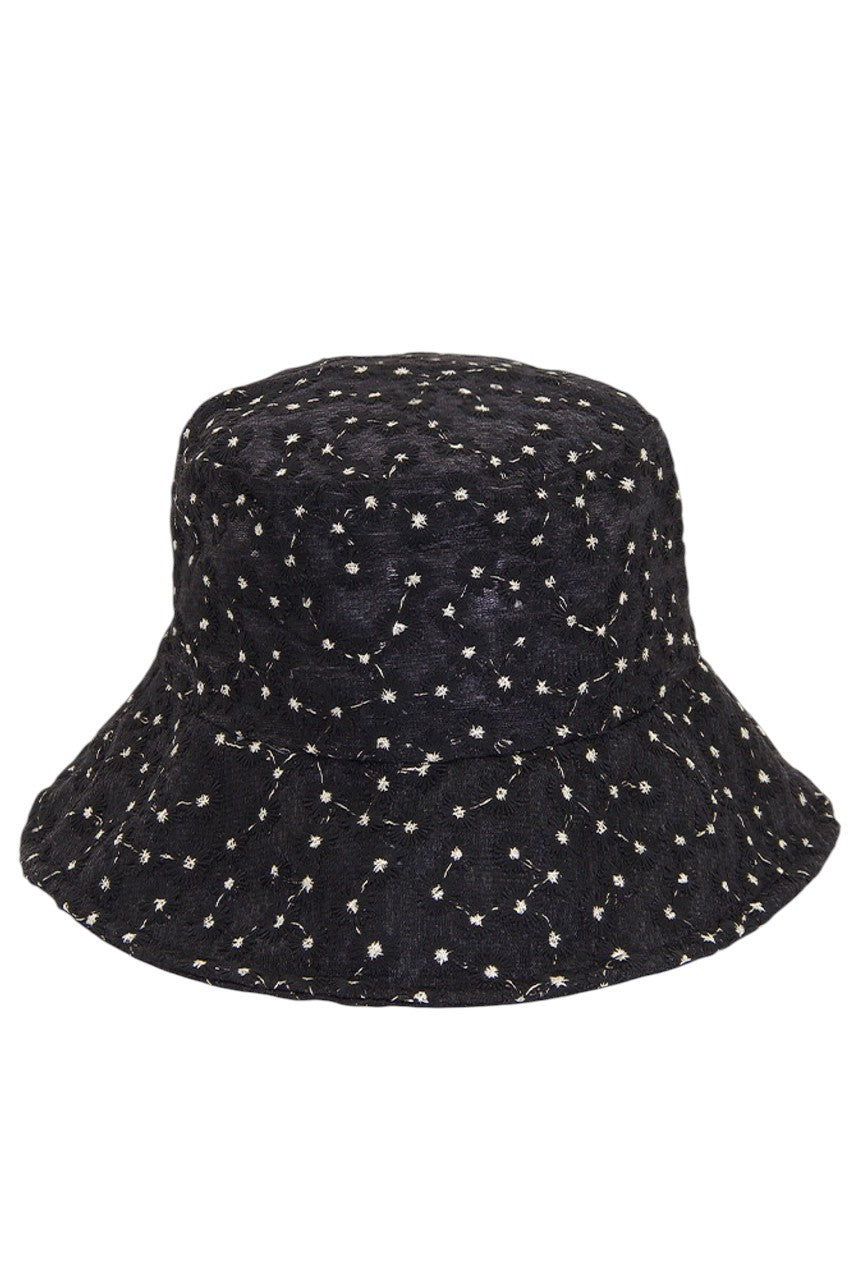 DAISY PATTERN EMBROIDERED BUCKET HAT