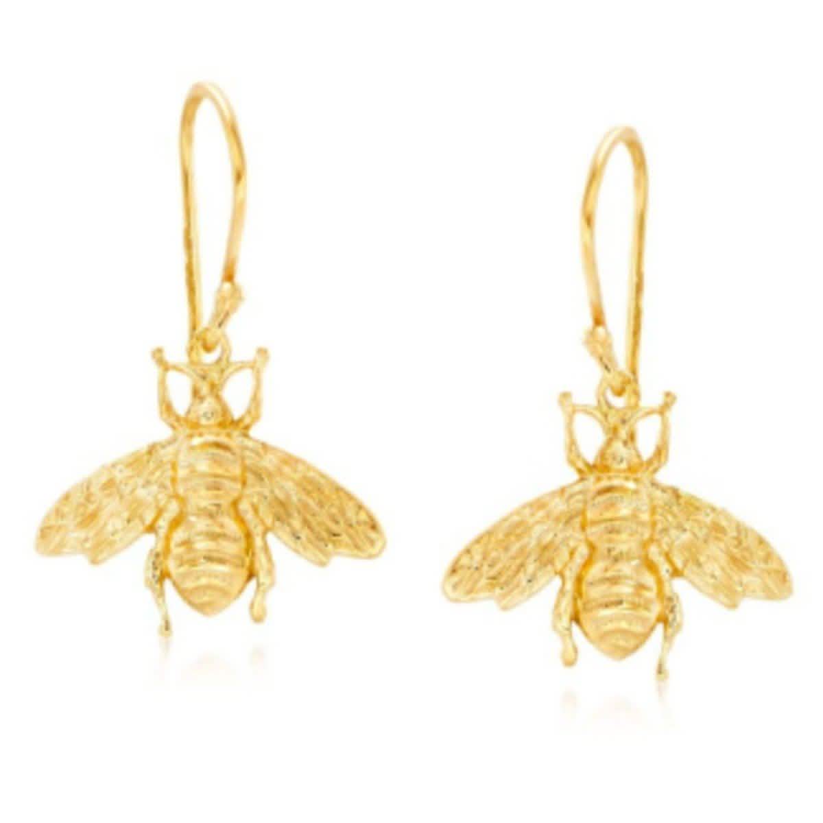 Pendientes colgantes de abeja de oro de 14 quilates