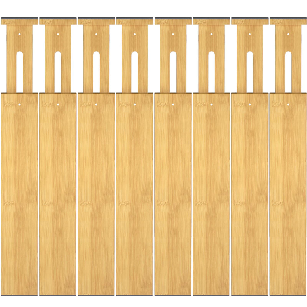 Ryqtop Separadores de bambú para cajones, organizador ajustable de 17 a 22 pulgadas para cajones de cocina, ropa, paquete de 8 separadores expandibles para organización de cajones de dormitorio, baño, cómoda y oficina, color natural