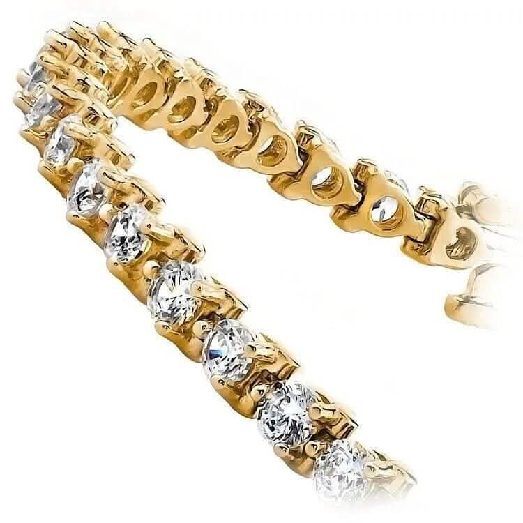 Pulsera de tenis de diamantes de 6.00 CT corte redondo de oro amarillo de 14k 100% natural H/SI
