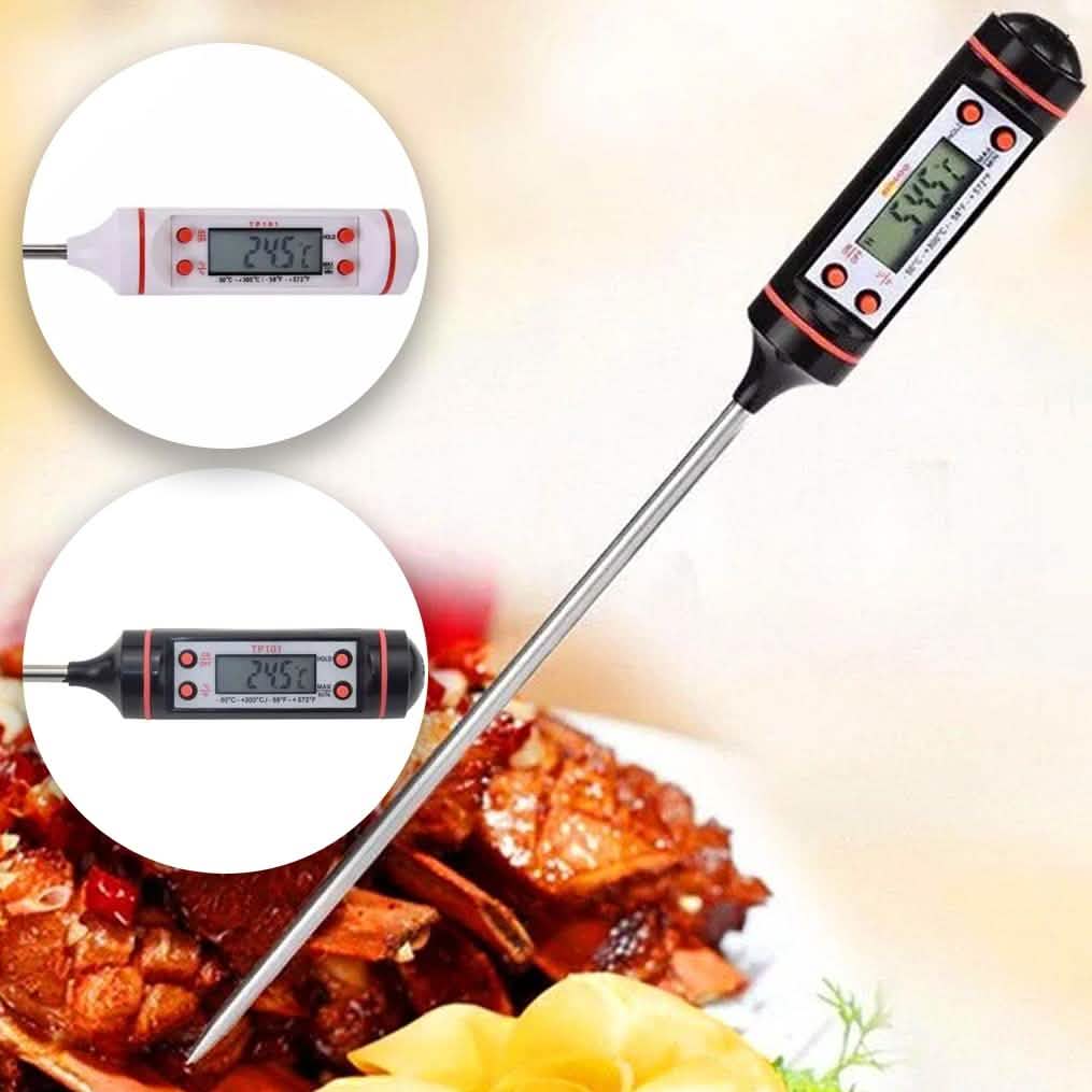 Termómetro digital para carne con pantalla LCD para barbacoas y hornos