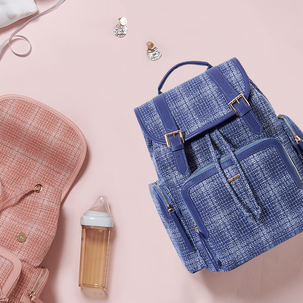 SUNVENO Mochila para pañales, bolso cambiador de bebé, bolsos de tweed para pañales de bebé, multifunción, impermeable para viajes