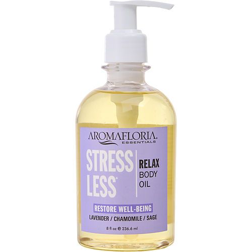 STRESS LESS de Aromafloria ACEITE PARA BAÑO Y MASAJE CORPORAL 8 OZ MEZCLA DE LAVANDA, MANZANILLA Y SALVIA