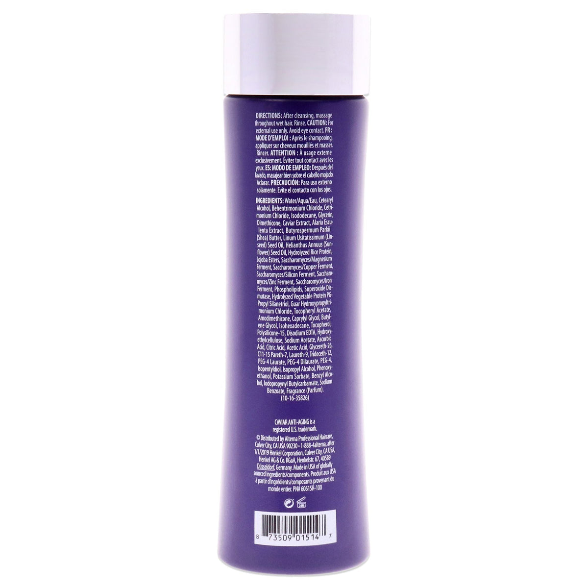 Acondicionador Caviar Anti-Edad Reconstituyente con Humedad de Alterna para Unisex - Acondicionador de 8.5 oz