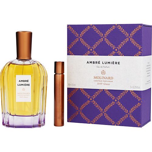 MOLINARD AMBRE LUMIERE de Molinard EAU DE PARFUM SPRAY 3 OZ y EAU DE PARFUM ROLL-ON 0.25 OZ MINI