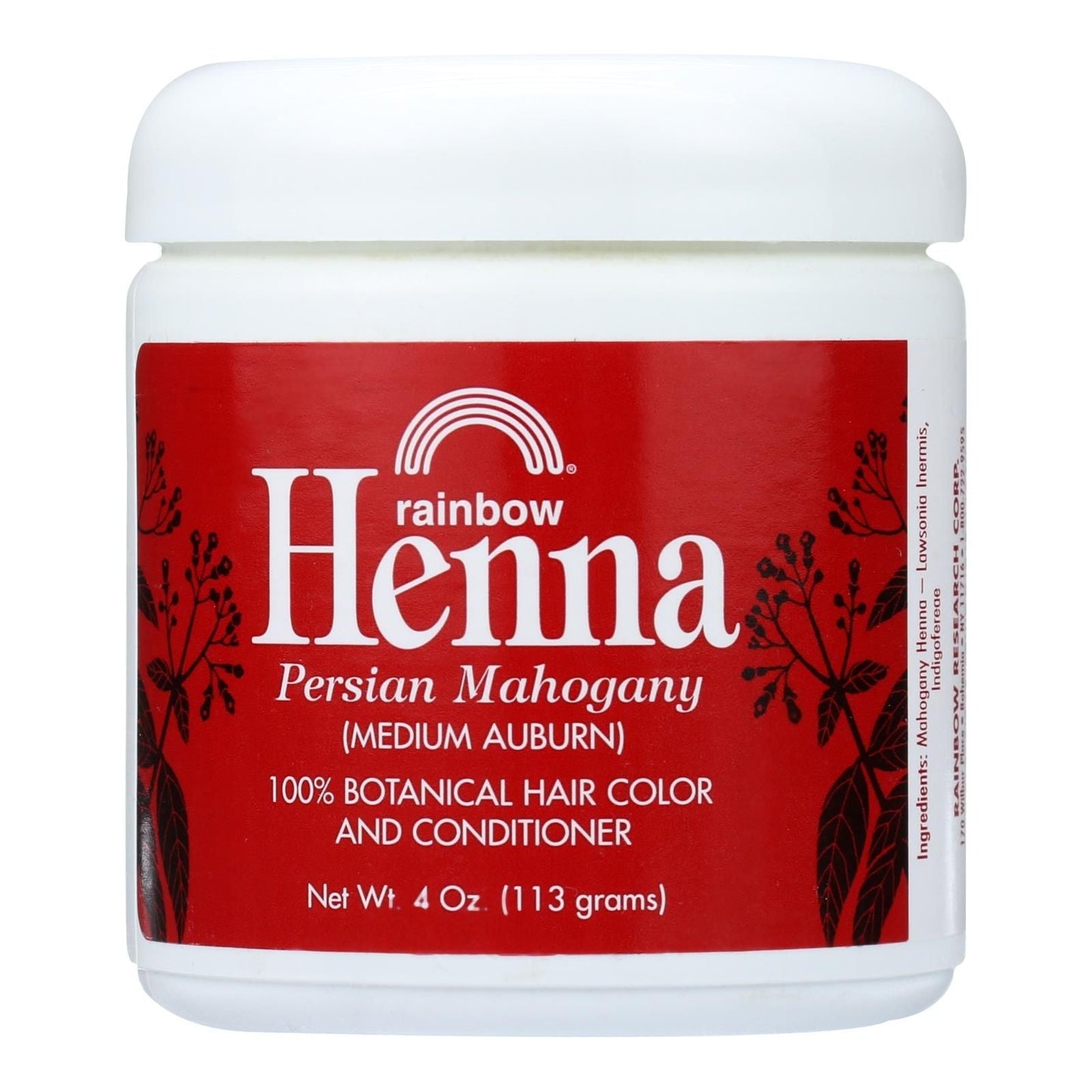 Color y Acondicionador para Cabello con Henna Persa Caoba Castaño Medio de Rainbow Research - 4 oz