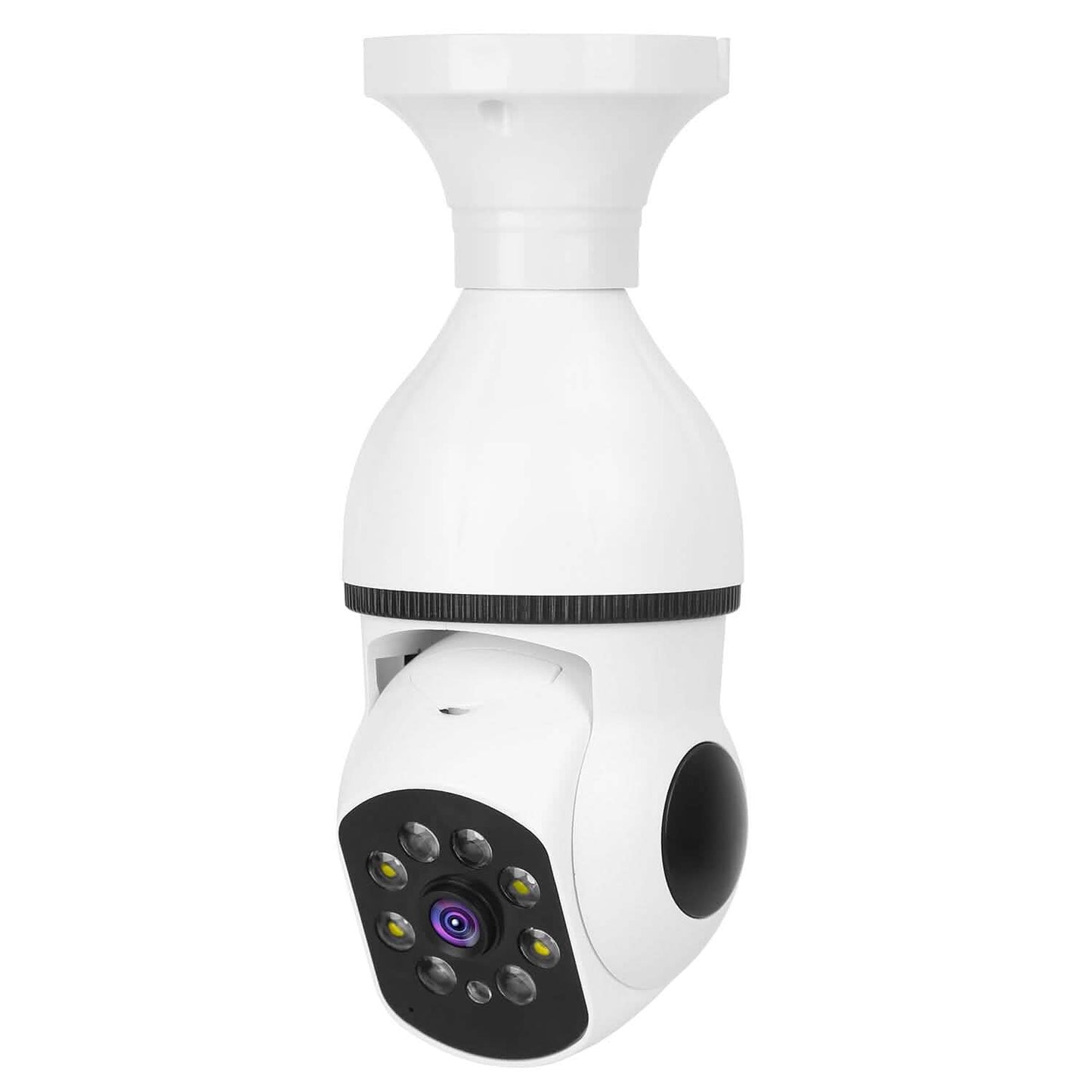 Cámara bombilla E27 WiFi 1080P FHD, cámara de vigilancia de seguridad IP WiFi con giro e inclinación, audio bidireccional y visión nocturna a todo color