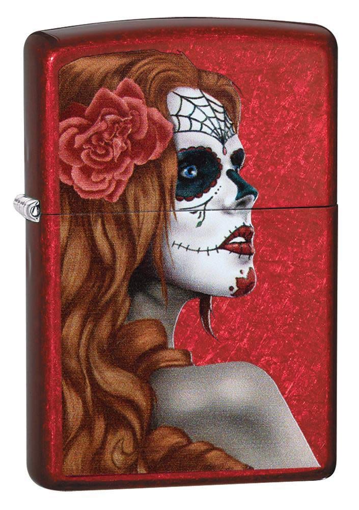 Encendedor de bolsillo Zippo Día de Muertos Chica Manzana Roja Caramelo