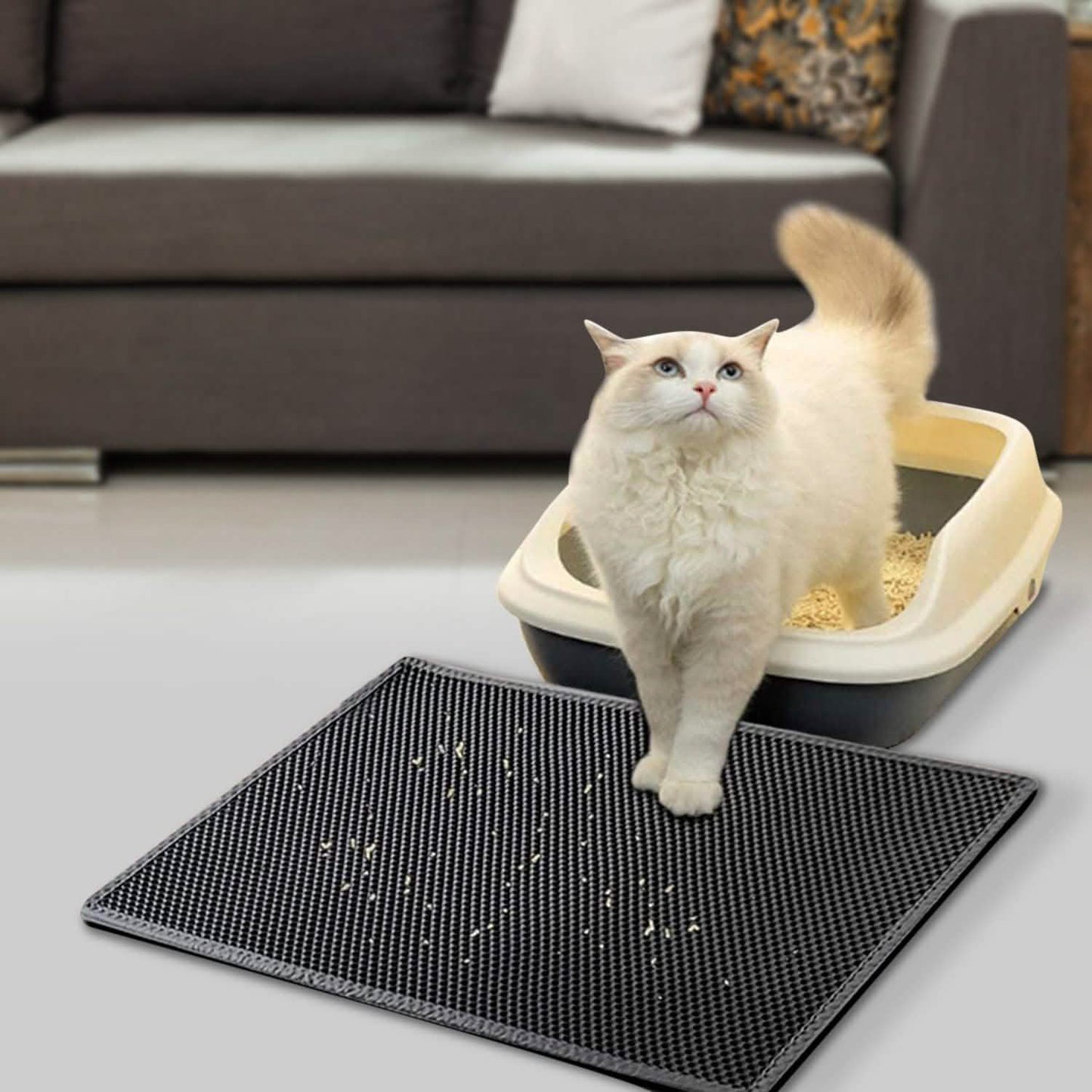 Alfombrilla doble de EVA de nido de abeja para arena de gatos