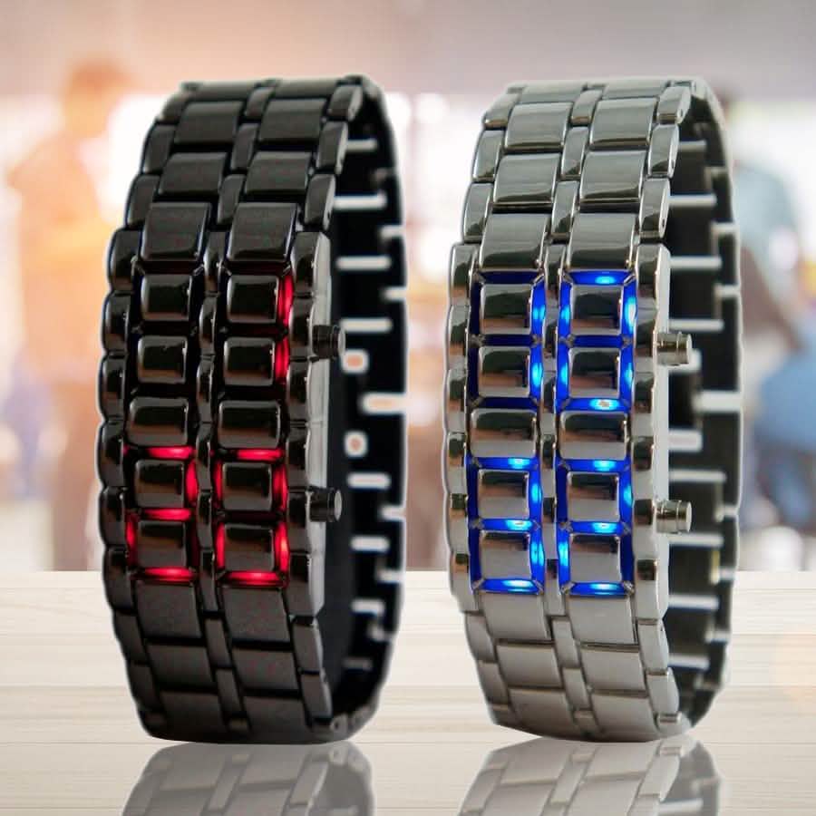 Reloj LED impermeable sin esfera unisex de acero inoxidable y titanio